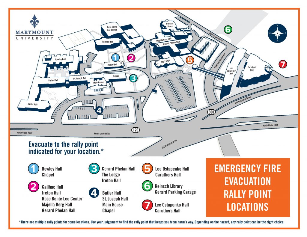 Evacuation Rally Points Map &#8211; Main Campus